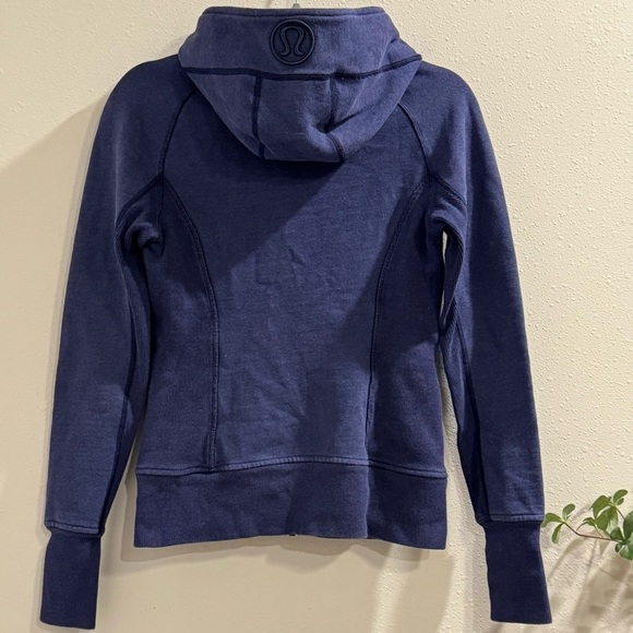 Lululemon Size 4 Blue Scuba Long Sleeve Full Zip Hoodie Thumb Holes Performance - Picture 2 of 5